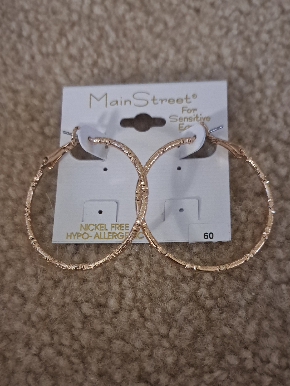 Textured Hoop Earrings - Gold Tone